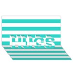 Horizontal Stripes - White and Turquoise HUGS 3D Greeting Card (8x4)