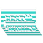 Horizontal Stripes - White and Turquoise Best Wish 3D Greeting Card (8x4)