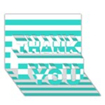 Horizontal Stripes - White and Turquoise THANK YOU 3D Greeting Card (7x5)