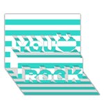 Horizontal Stripes - White and Turquoise You Rock 3D Greeting Card (7x5)