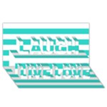 Horizontal Stripes - White and Turquoise Laugh Live Love 3D Greeting Card (8x4)
