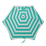 Horizontal Stripes - White and Turquoise Mini Umbrella