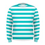 Horizontal Stripes - White and Cyan Men s Sweatshirt