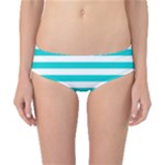 Horizontal Stripes - White and Cyan Classic Bikini Bottoms