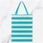 Horizontal Stripes - White and Cyan Classic Tote Bag