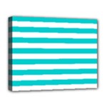 Horizontal Stripes - White and Cyan Deluxe Canvas 20  x 16  (Stretched)