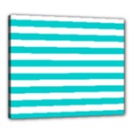 Horizontal Stripes - White and Cyan Canvas 24  x 20  (Stretched)