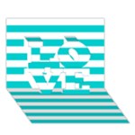 Horizontal Stripes - White and Cyan LOVE 3D Greeting Card (7x5)