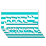 Horizontal Stripes - White and Cyan Best Wish 3D Greeting Card (8x4)