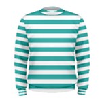 Horizontal Stripes - White and Verdigris Men s Sweatshirt