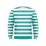 Horizontal Stripes - White and Verdigris Kid s Sweatshirt