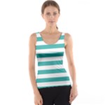 Horizontal Stripes - White and Verdigris Tank Top