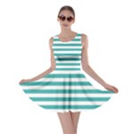 Horizontal Stripes - White and Verdigris Skater Dress