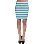 Horizontal Stripes - White and Verdigris Bodycon Skirt