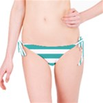 Horizontal Stripes - White and Verdigris Bikini Bottom