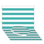 Horizontal Stripes - White and Verdigris Circle Bottom 3D Greeting Card (7x5)