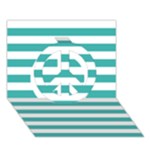 Horizontal Stripes - White and Verdigris Peace Sign 3D Greeting Card (7x5)
