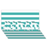 Horizontal Stripes - White and Verdigris #1 DAD 3D Greeting Card (8x4)
