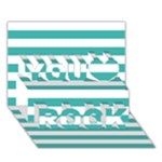 Horizontal Stripes - White and Verdigris You Rock 3D Greeting Card (7x5)