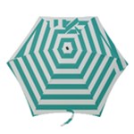 Horizontal Stripes - White and Verdigris Mini Umbrella