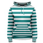 Horizontal Stripes - White and Teal Women s Pullover Hoodie
