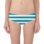 Horizontal Stripes - White and Teal Classic Bikini Bottoms