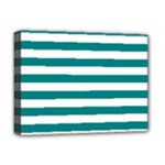 Horizontal Stripes - White and Teal Deluxe Canvas 16  x 12  (Stretched)