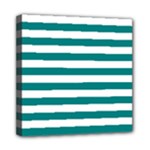 Horizontal Stripes - White and Teal Mini Canvas 8  x 8  (Stretched)