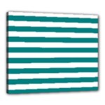Horizontal Stripes - White and Teal Canvas 24  x 20  (Stretched)