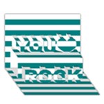 Horizontal Stripes - White and Teal You Rock 3D Greeting Card (7x5)