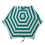 Horizontal Stripes - White and Teal Mini Umbrella