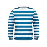 Horizontal Stripes - White and Cerulean Kid s Sweatshirt