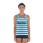 Horizontal Stripes - White and Cerulean Women s Sport Tank Top