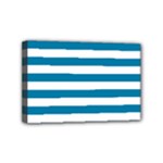 Horizontal Stripes - White and Cerulean Mini Canvas 6  x 4  (Stretched)