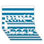 Horizontal Stripes - White and Cerulean You Rock 3D Greeting Card (7x5)