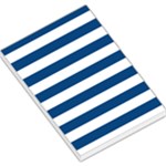 Horizontal Stripes - White and Dark Cerulean Large Memo Pads