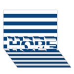 Horizontal Stripes - White and Dark Cerulean HOPE 3D Greeting Card (7x5)