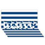 Horizontal Stripes - White and Dark Cerulean PARTY 3D Greeting Card (8x4)