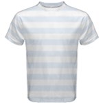 Horizontal Stripes - White and Pastel Blue Men s Cotton Tee