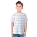 Horizontal Stripes - White and Pastel Blue Kid s Cotton Tee