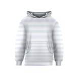 Horizontal Stripes - White and Pastel Blue Kid s Pullover Hoodie