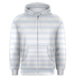 Horizontal Stripes - White and Pastel Blue Men s Zipper Hoodie