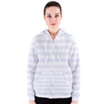Horizontal Stripes - White and Pastel Blue Women s Zipper Hoodie