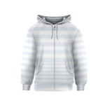 Horizontal Stripes - White and Pastel Blue Kid s Zipper Hoodie