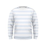 Horizontal Stripes - White and Pastel Blue Kid s Sweatshirt