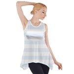Horizontal Stripes - White and Pastel Blue Side Drop Tank Tunic