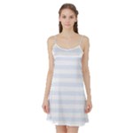 Horizontal Stripes - White and Pastel Blue Satin Night Slip