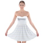 Horizontal Stripes - White and Pastel Blue Strapless Bra Top Dress