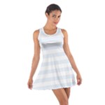 Horizontal Stripes - White and Pastel Blue Cotton Racerback Dress