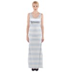 Horizontal Stripes - White and Pastel Blue Maxi Thigh Split Dress